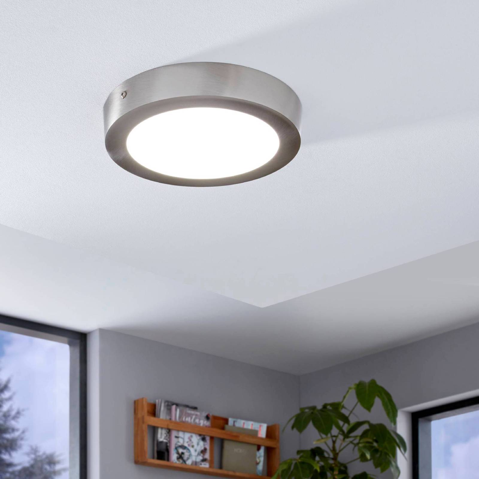 Fueva-Connect – lampa sufitowa LED, 22,5cm, nikiel
