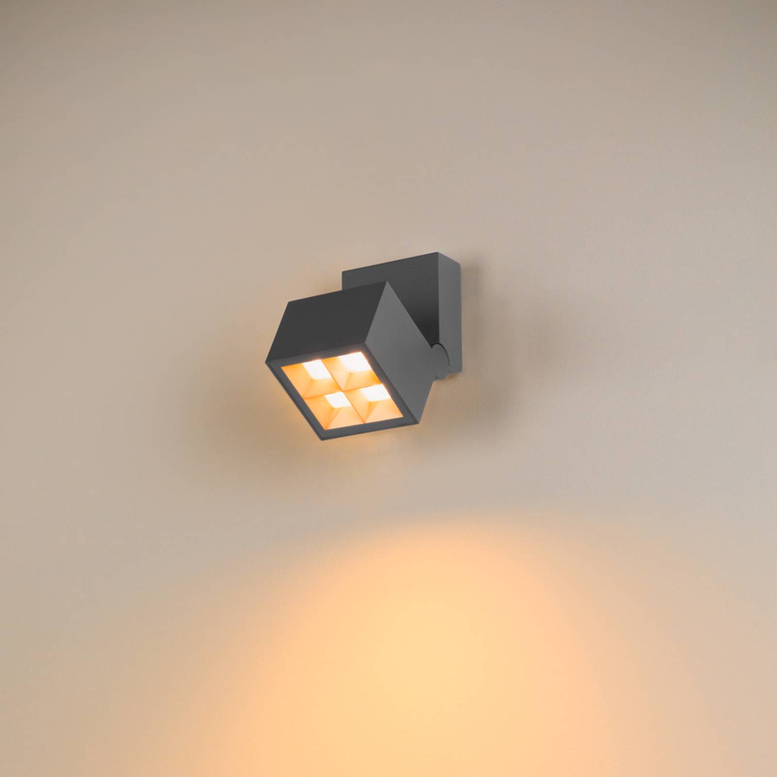 SLV kinkiet LED S-Cube, antracyt, aluminium, szerokość 9,5 cm, CCT