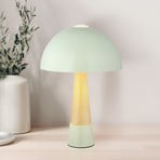 Candeeiro de mesa Paulin, verde mate/aspecto madeira, metal, altura 36,5 cm