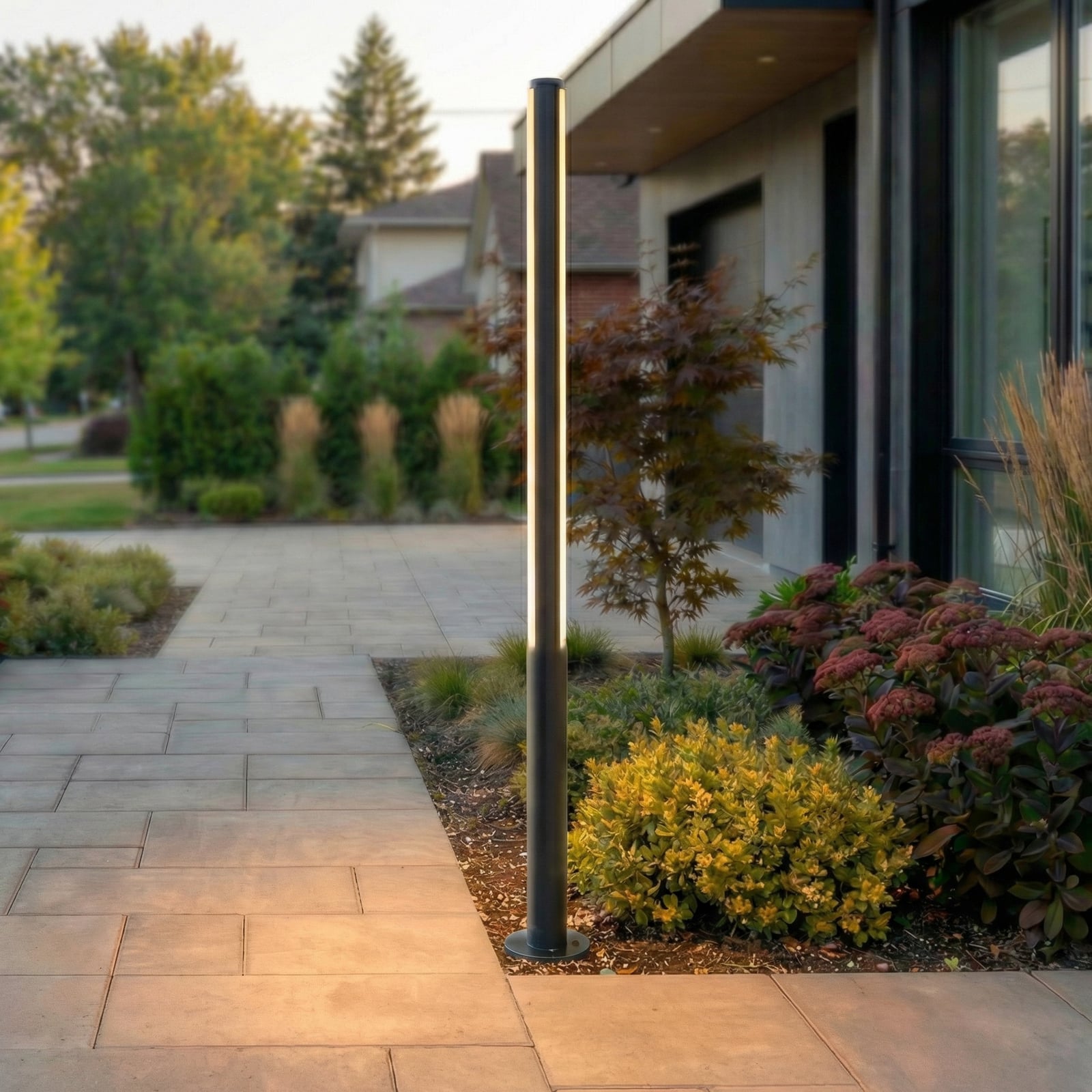 Candeeiro exterior LED Lucande Lynel, antracite, altura 200 cm, IP54