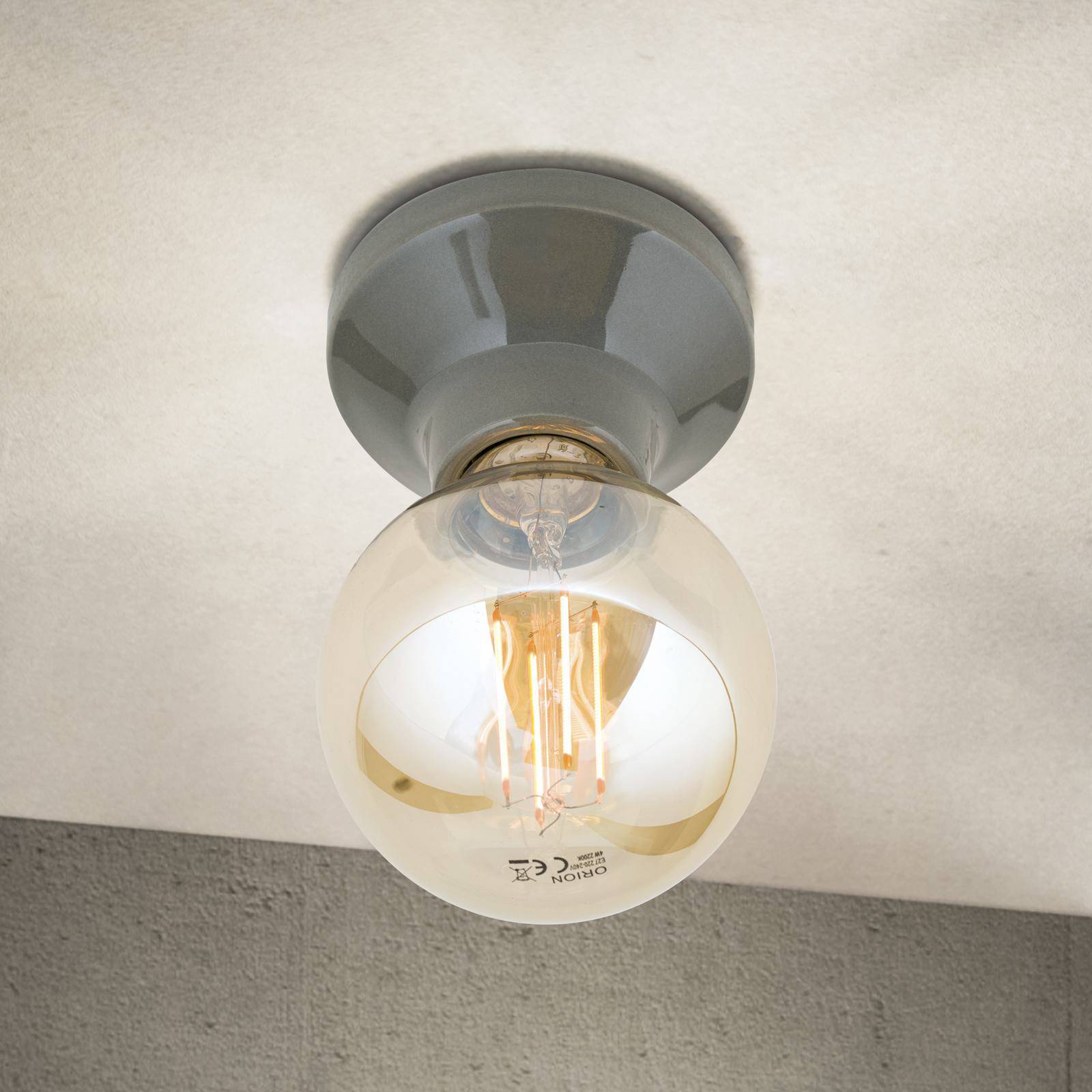 Lampa sufitowa Frost, szara, ceramiczna, E27
