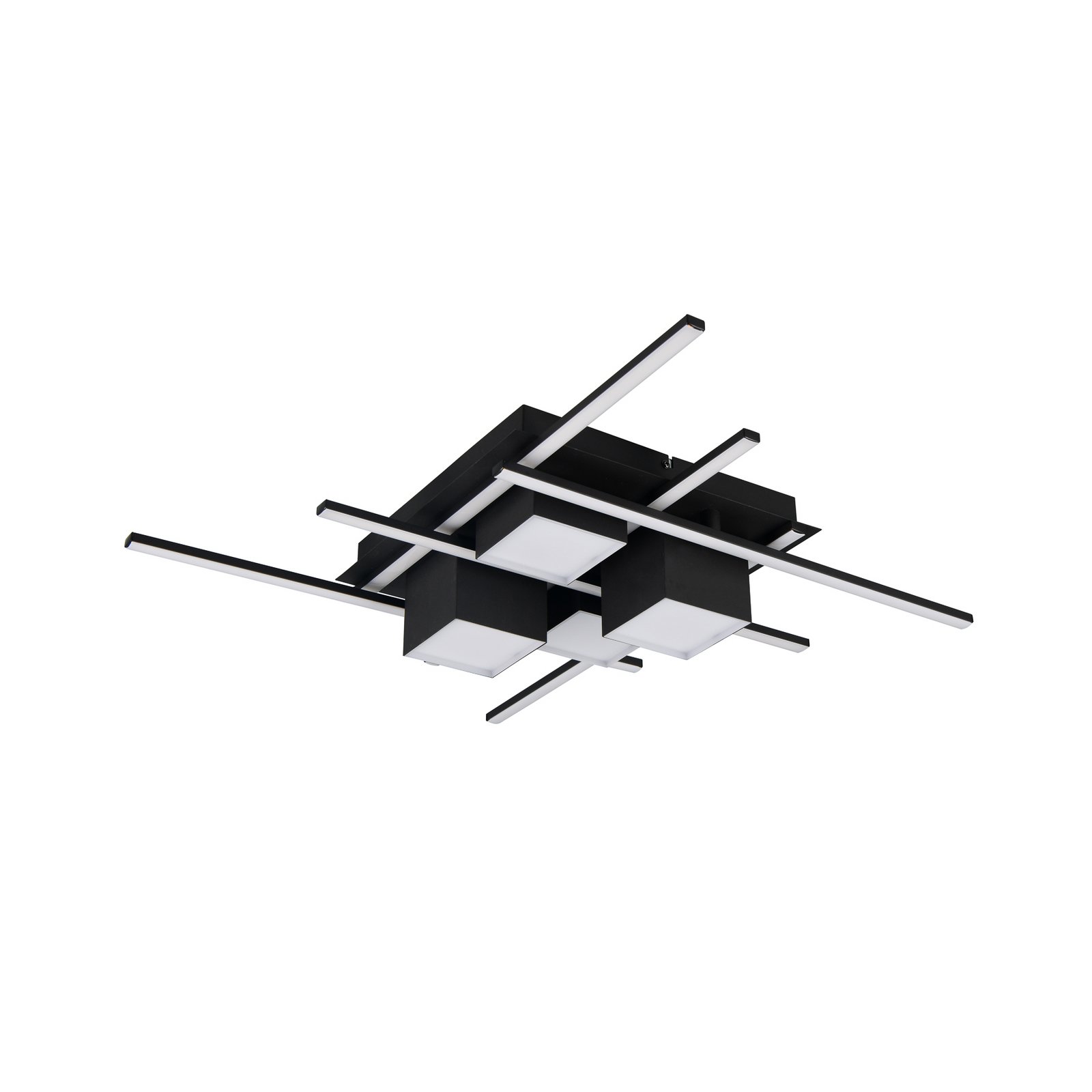 LED stropní svítidlo Roger, černá matná, kov, CCT, dálkové ovládání.