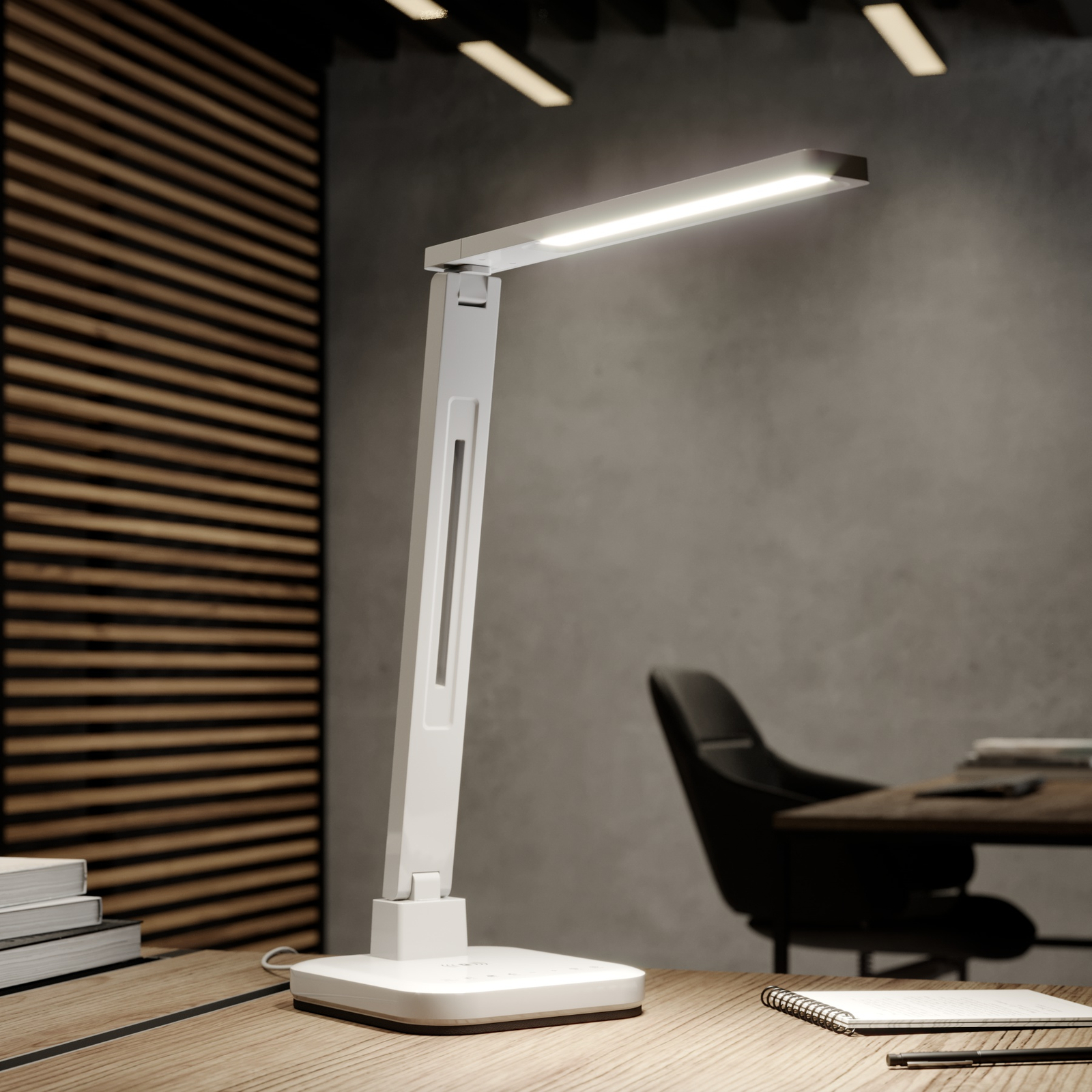 Arcchio Libia LED asztali lámpa QI-töltő fehér