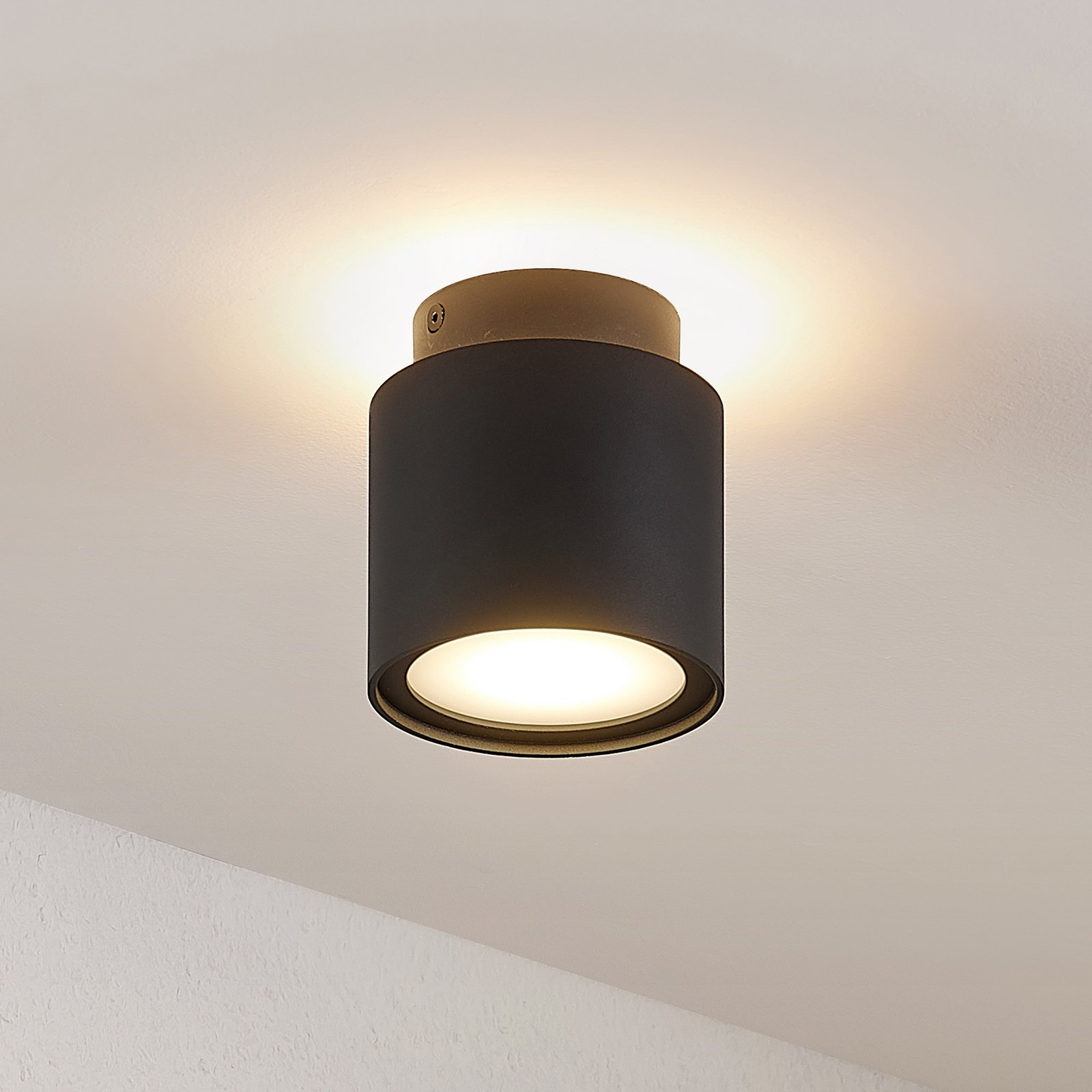 Arcchio Walisa ceiling lamp, frosted glass, black