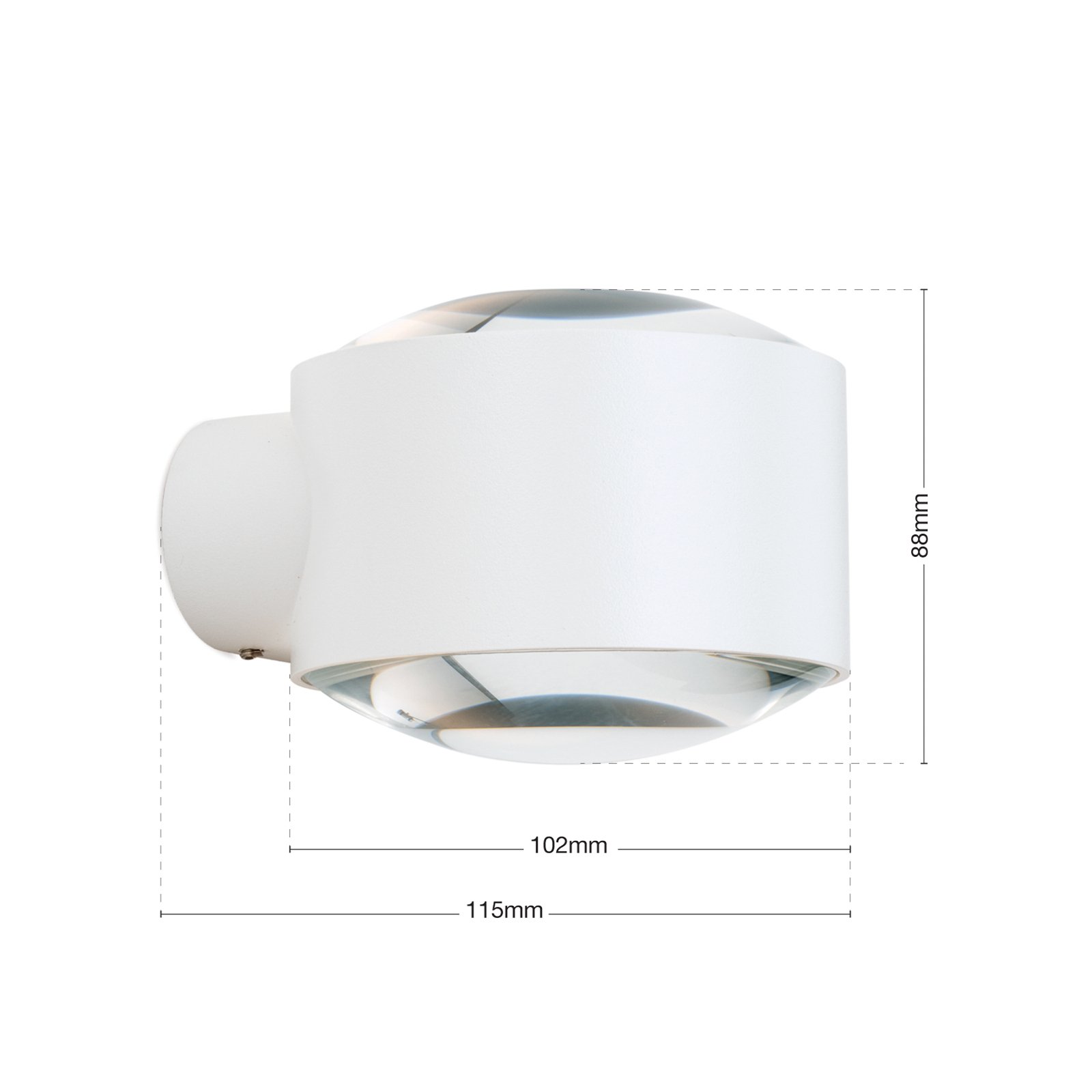 Tatra LED buitenwandlamp, wit, Ø 10,2 cm, aluminium, omhoog/omlaag