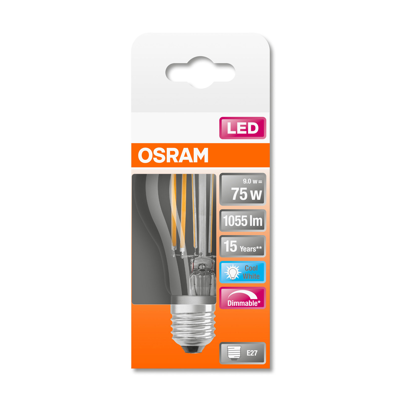 OSRAM LED-pære Classic filament 7,5 W klar 4 000 K