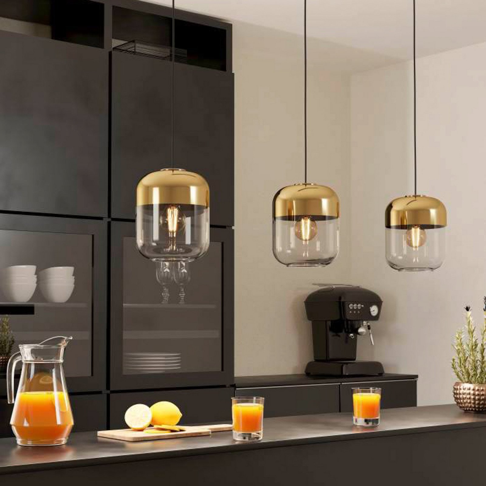 EGLO Maryvilla lampă suspendată auriu/clar 3 bec - Camera de zi / sufragerie - modern - negru auriu transparent - Sticlă