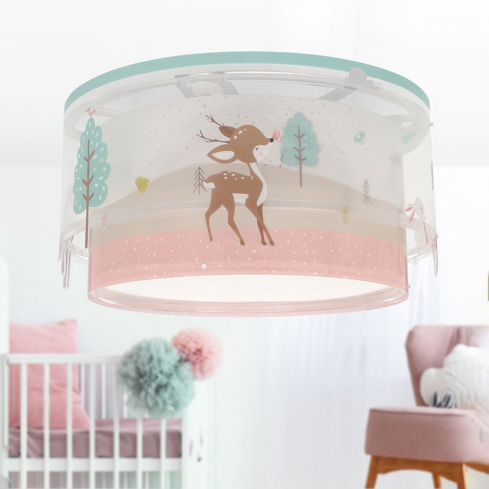 Plafonieră pentru copii Dalber Loving Deer motiv cerb cerb - Camera copiilor - alb colorat - Plastic