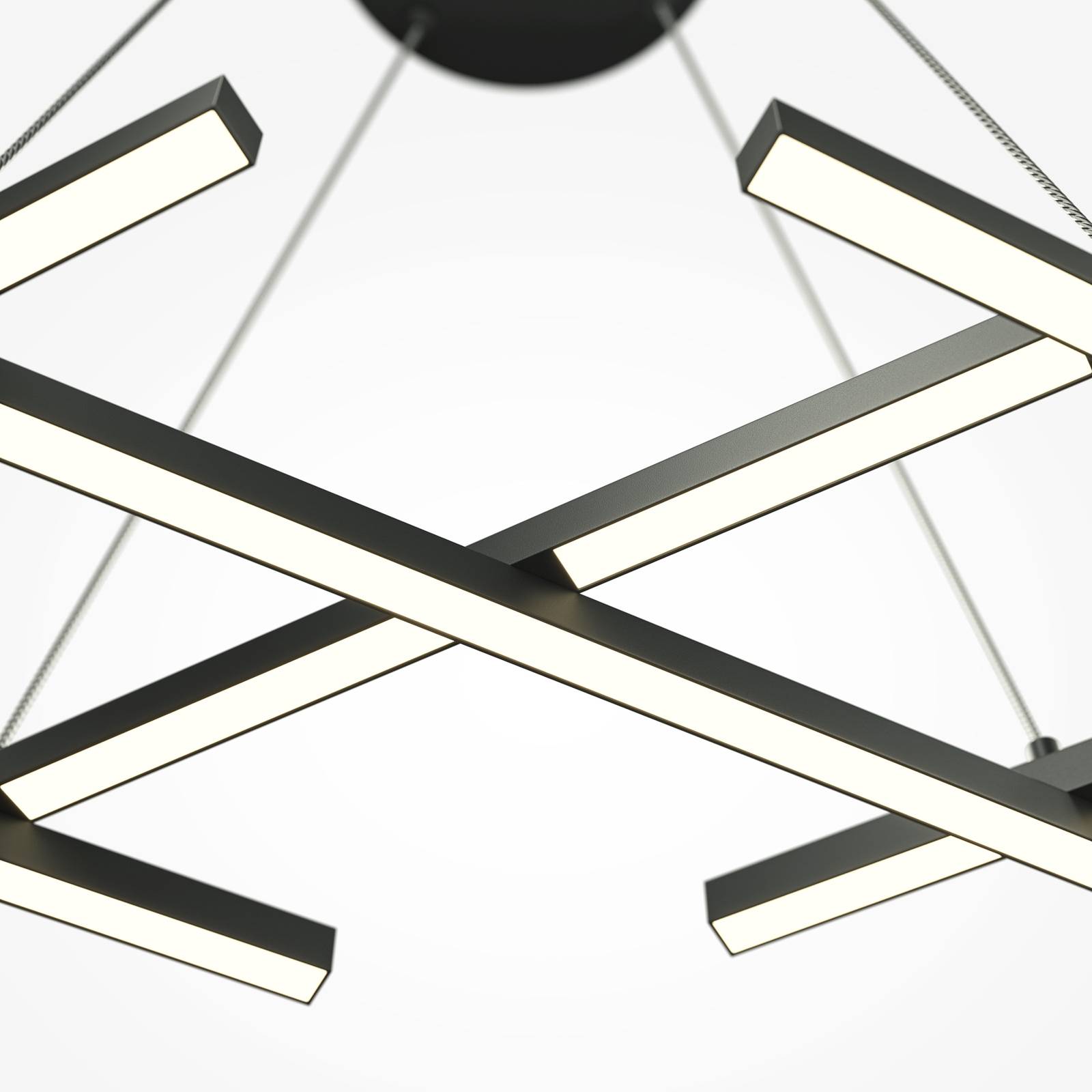 Maytoni żyrandol LED Halo, czarny, długość 103,5 cm