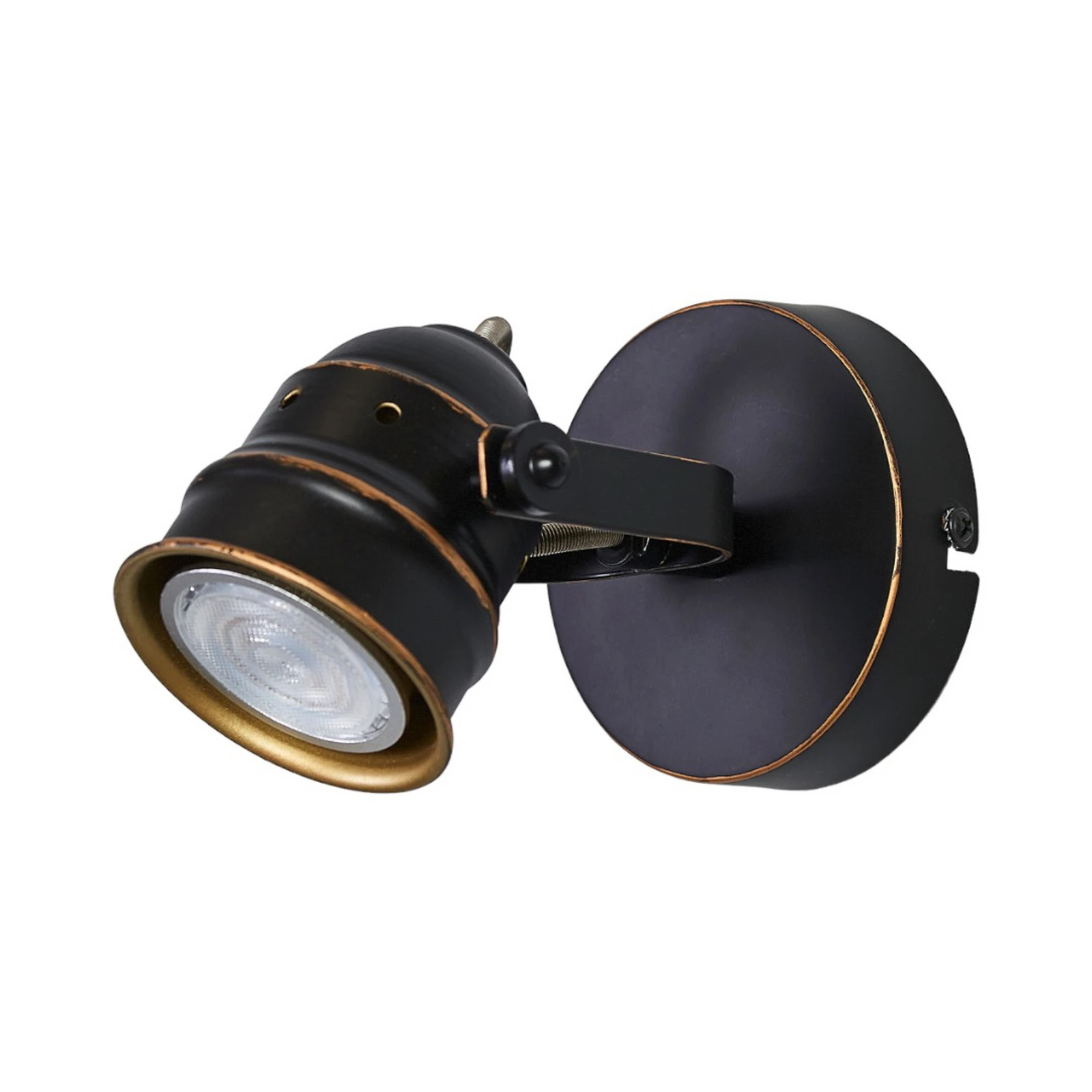 Lindby spot mural Leonor, noir, métal, à 1 lampe, 9,5 cm