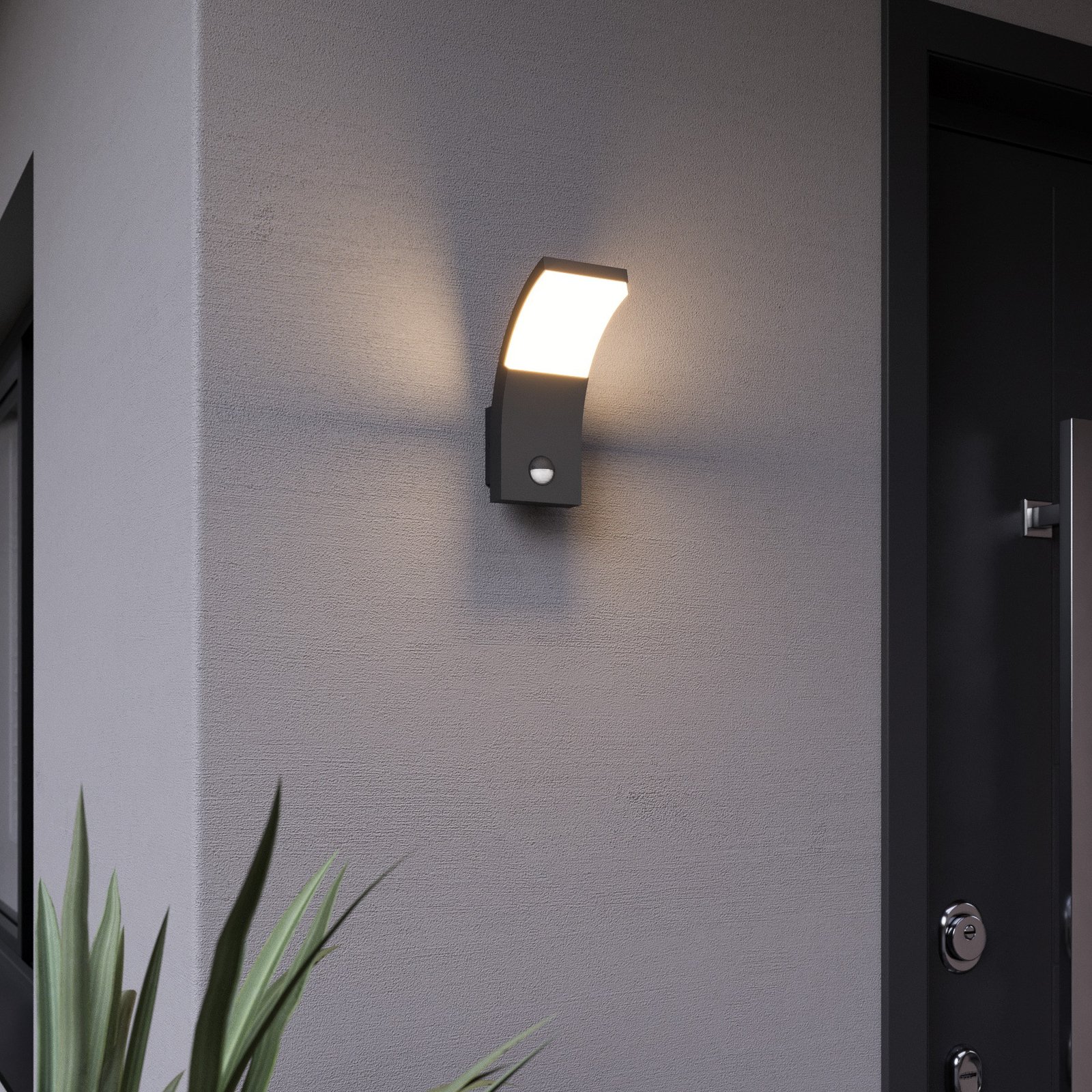 Timm Outdoor Wall Lamp IP54 w/Sensor Graphite - Lucande