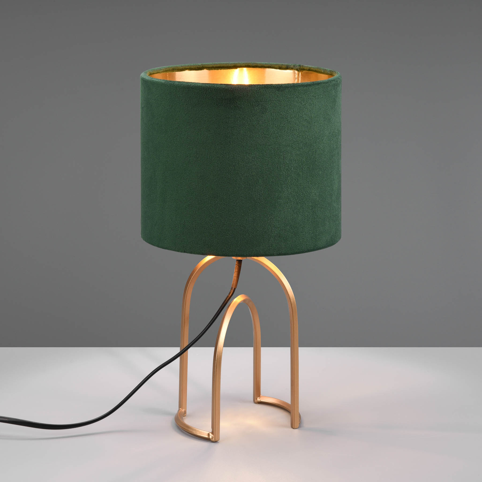 Grace table lamp, Ø 18 cm, dark green/gold
