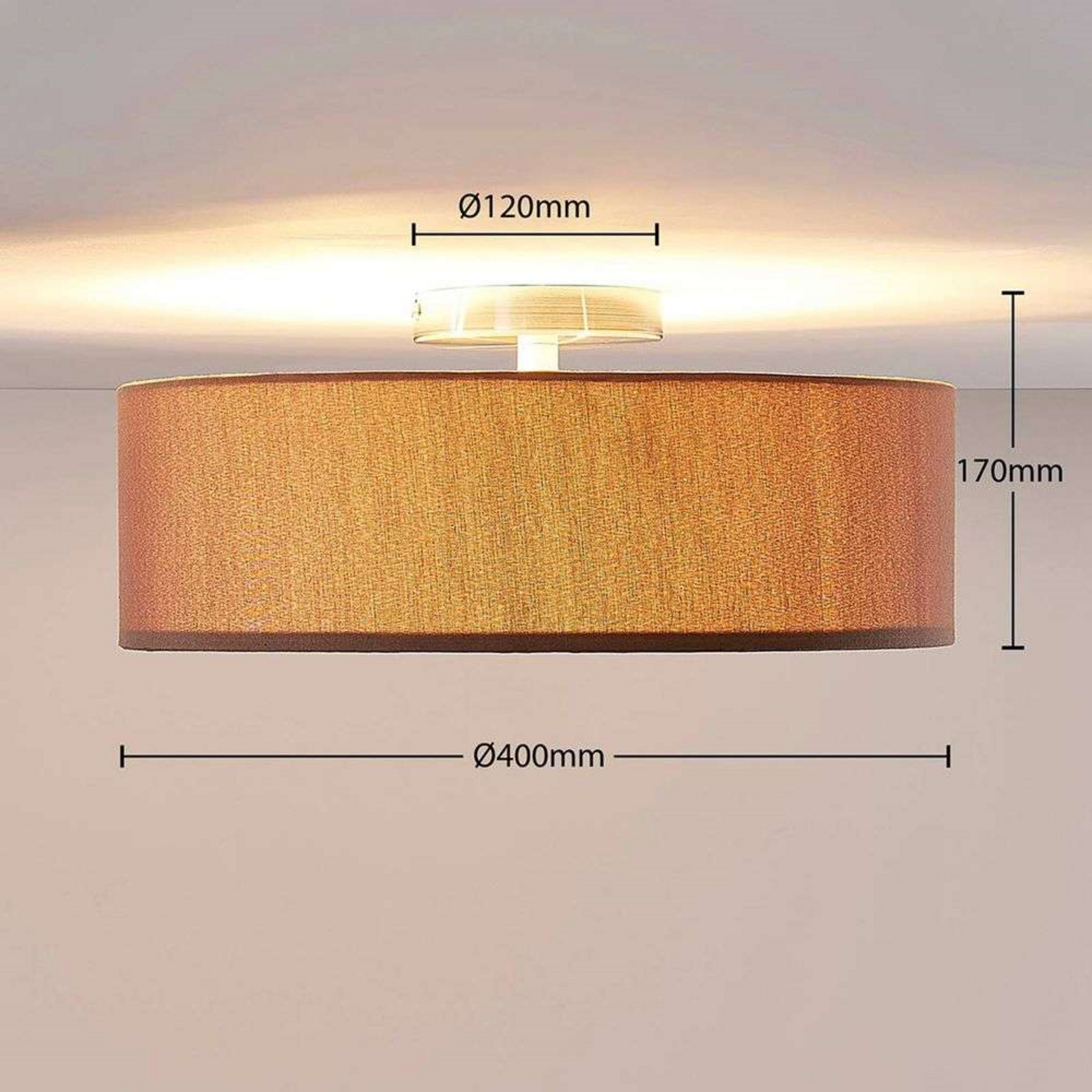 Sebatin Ceiling Lamp Ø40 Brown/White/Nickel - Lindby