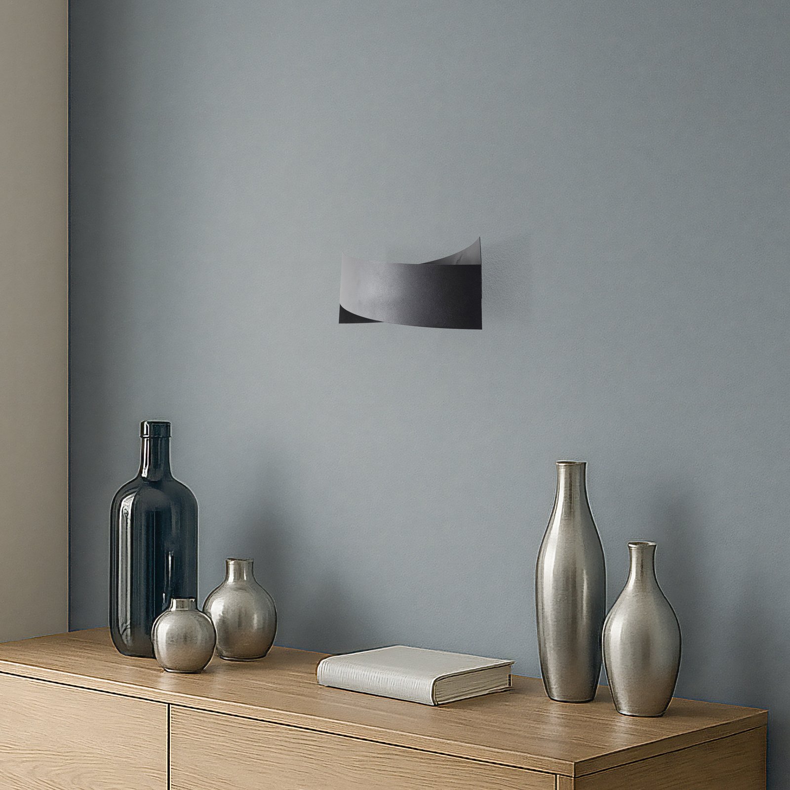 Wandleuchte Tadhg, schwarz, Metall, 35 cm breit, G9 Wandleuchte Tadhg, schwarz, Metall, 35 cm breit, G9