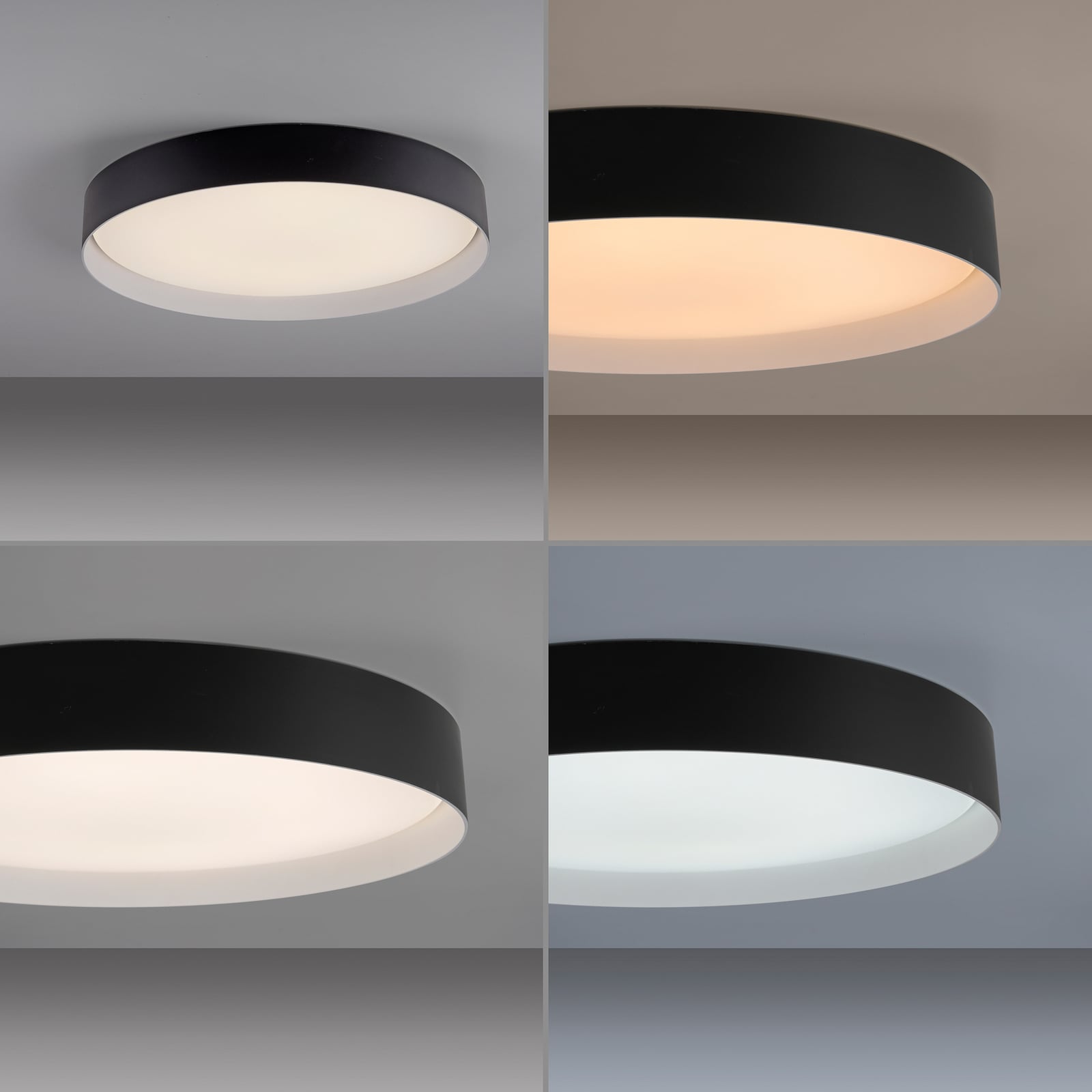 LED lubinis šviestuvas „TAVOLI“, juodos spalvos, skersmuo 49 cm, metalas, CCT,