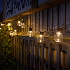 LED-aurinkokäyttöinen valoketju GloBulb, 20-lamppuinen, IP44