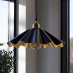 Aira pendant light, black/brass, Ø 51 cm, iron, E27