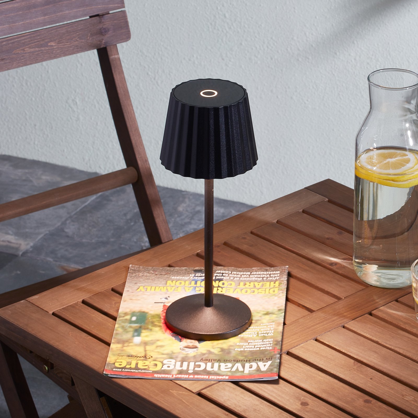 Lindby Esali lampa stołowa LED akumulator czarna