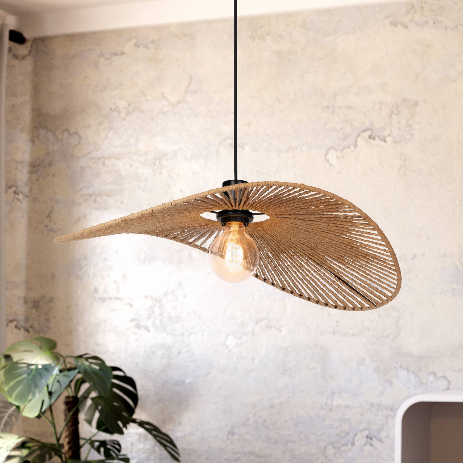 EGLO Suspension Siruela, 56 x 40 cm, marron, corde en papier, E27