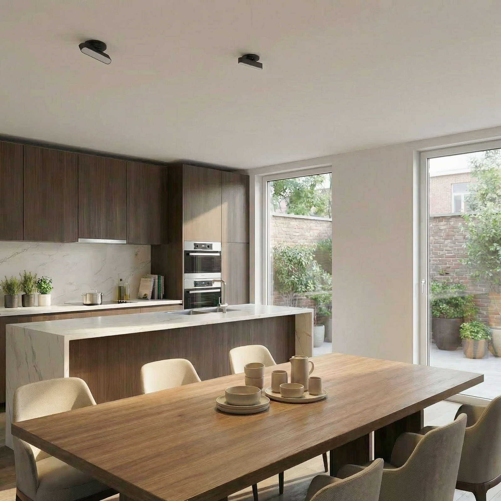 Lindby Eldrin LED recessed light, black, batten light, 13.1cm