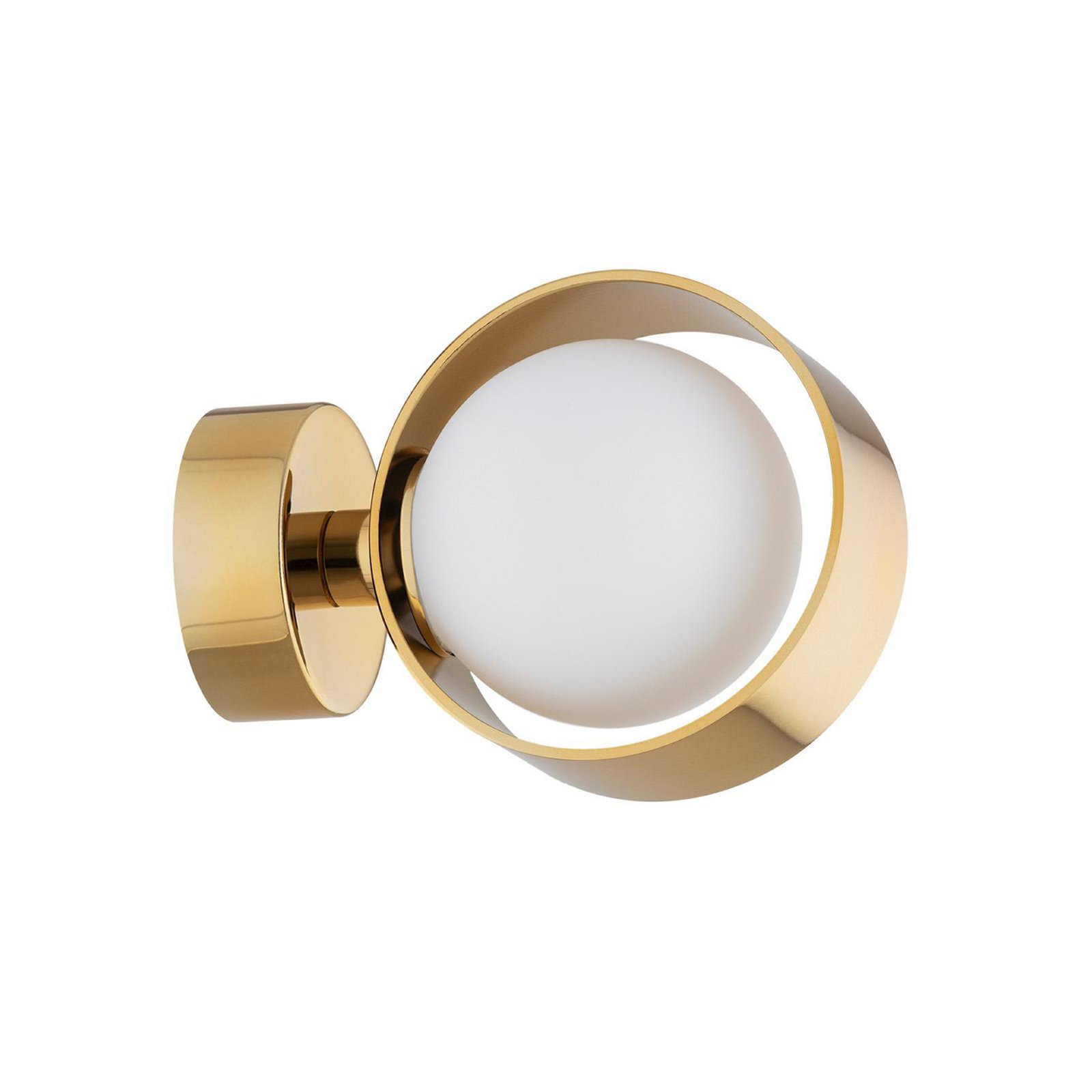 Mado wall light, brass-coloured steel, opal glass, 1-bulb