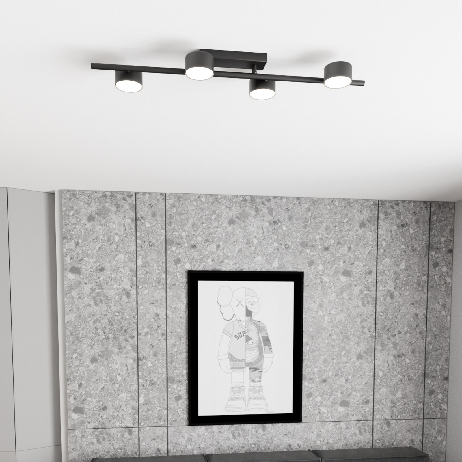 Deckenstrahler Bet, Länge 80 cm, schwarz, Metall, 4-flg.