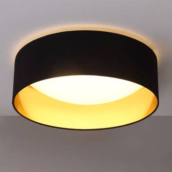 Fabric ceiling lamp Coleen in black, gold inside