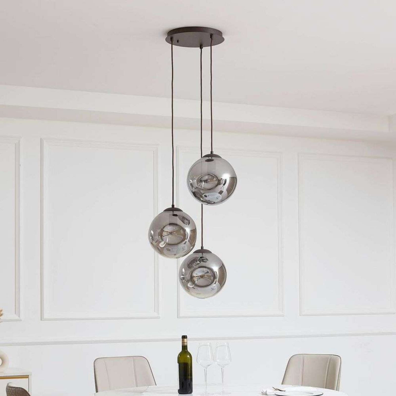 Valentina 3 Round Riippuvalaisin Smoked Grey/Coffee - Lindby