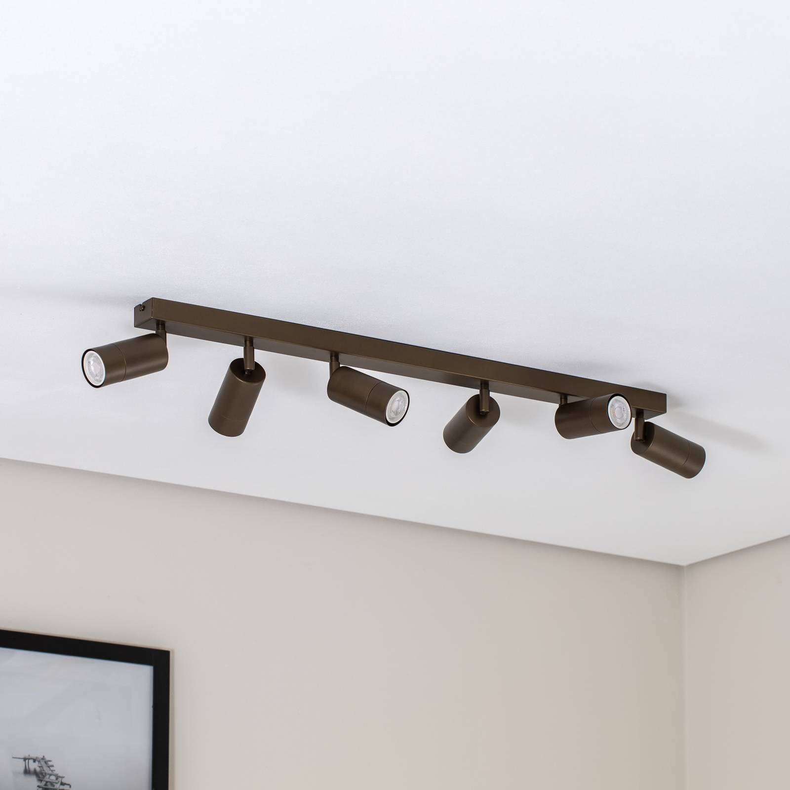 Deckenstrahler Link, titan-goldfarben, Länge 90 cm, 6-flg. günstig online kaufen