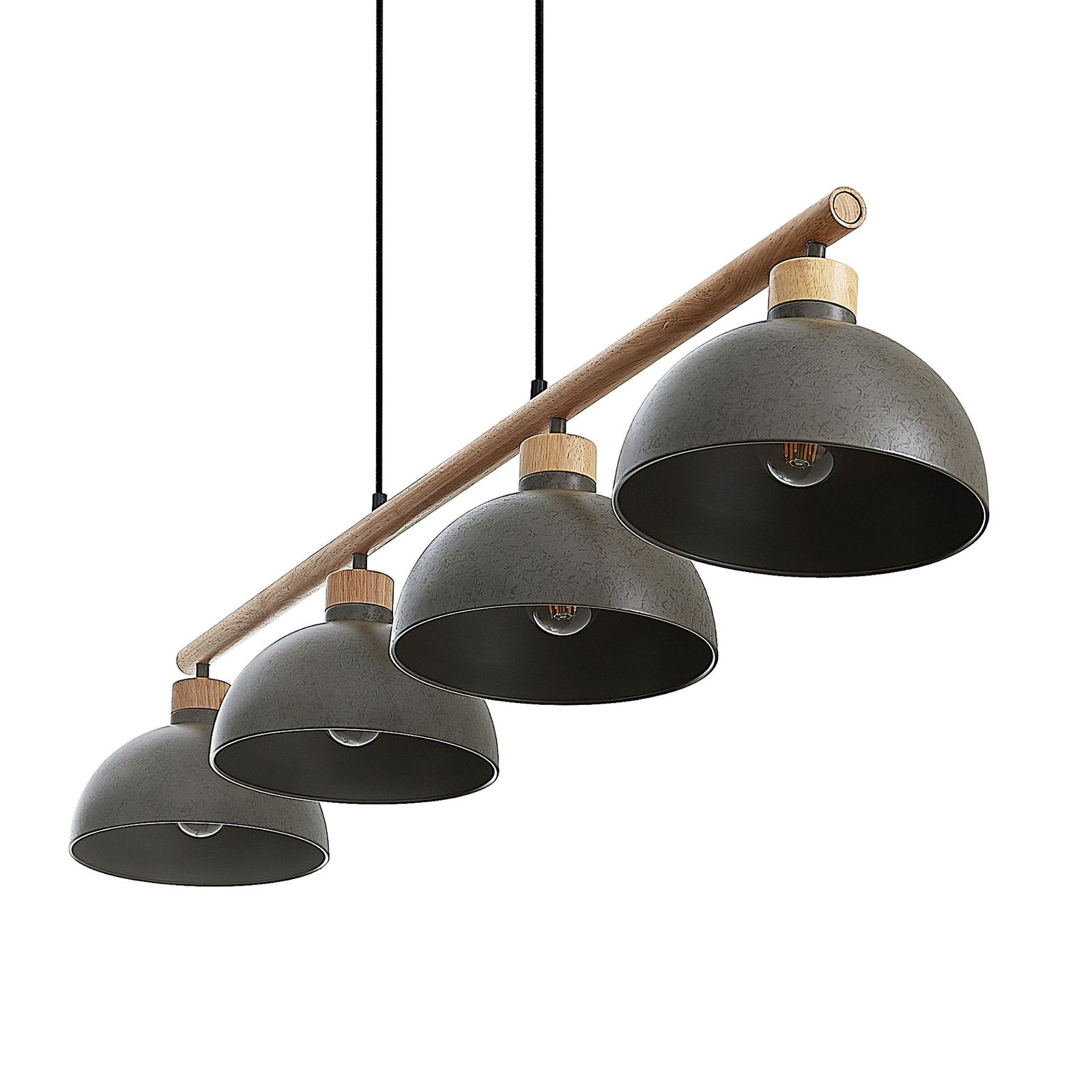 Lindby Tirzana hanglamp, 4-lamps, donkergrijs