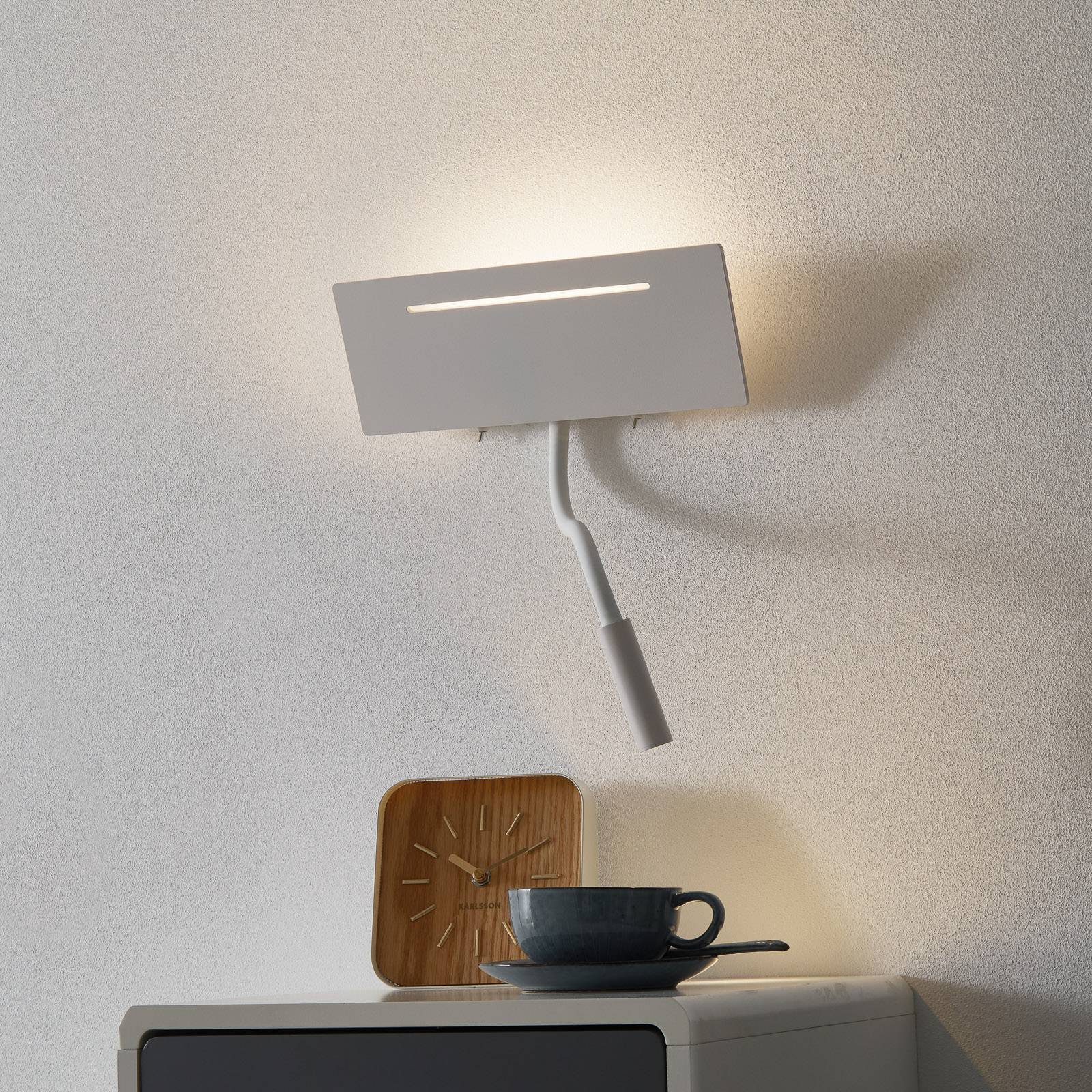 Ariel - hvid LED-væglampe med læselampe