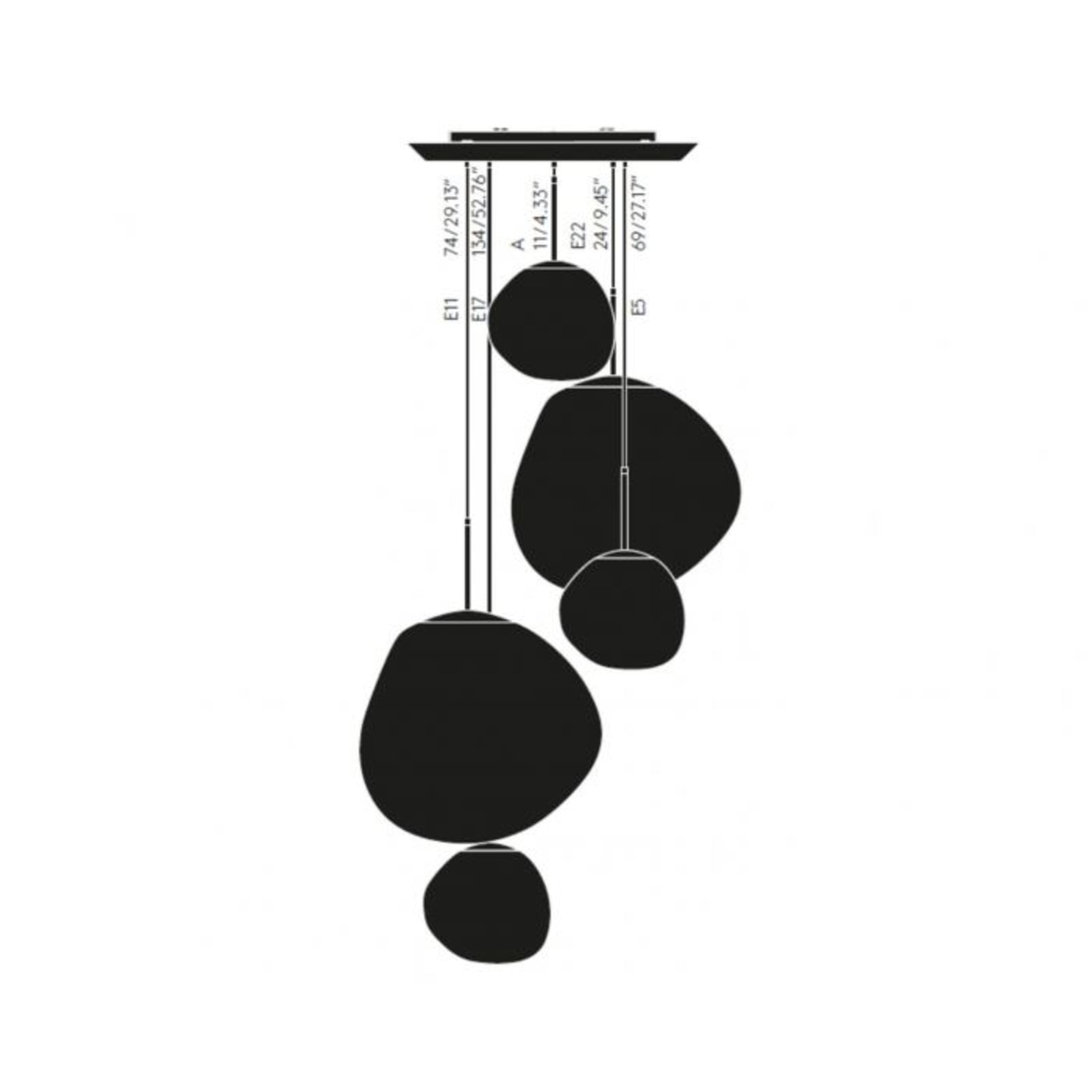 Lampada a sospensione Melt Large Round, fumo, a 5 luci - Tom Dixon Lampada a sospensione Melt Large Round, fumo, a 5 luci - Tom Dixon