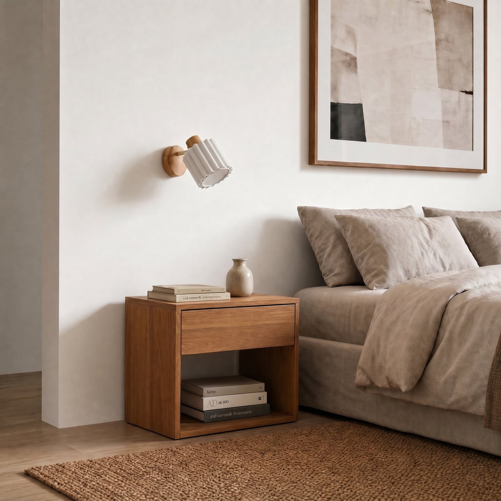 Spot mural Shiloh, bois, lin, naturel/beige, E14 - Lindby Spot mural Shiloh, bois, lin, naturel/beige, E14 - Lindby