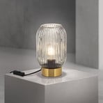 Lampada da tavolo Carneval, grigio fumo, vetro, altezza 23,5 cm, E27