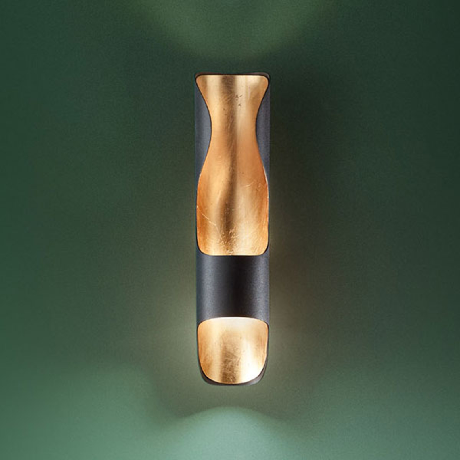 Fabas Luce Kant LED wall light, black and gold, for Hallway, metal, plastic, 10 W, energy efficiency: A+, W: 9 cm, H: 35 cm