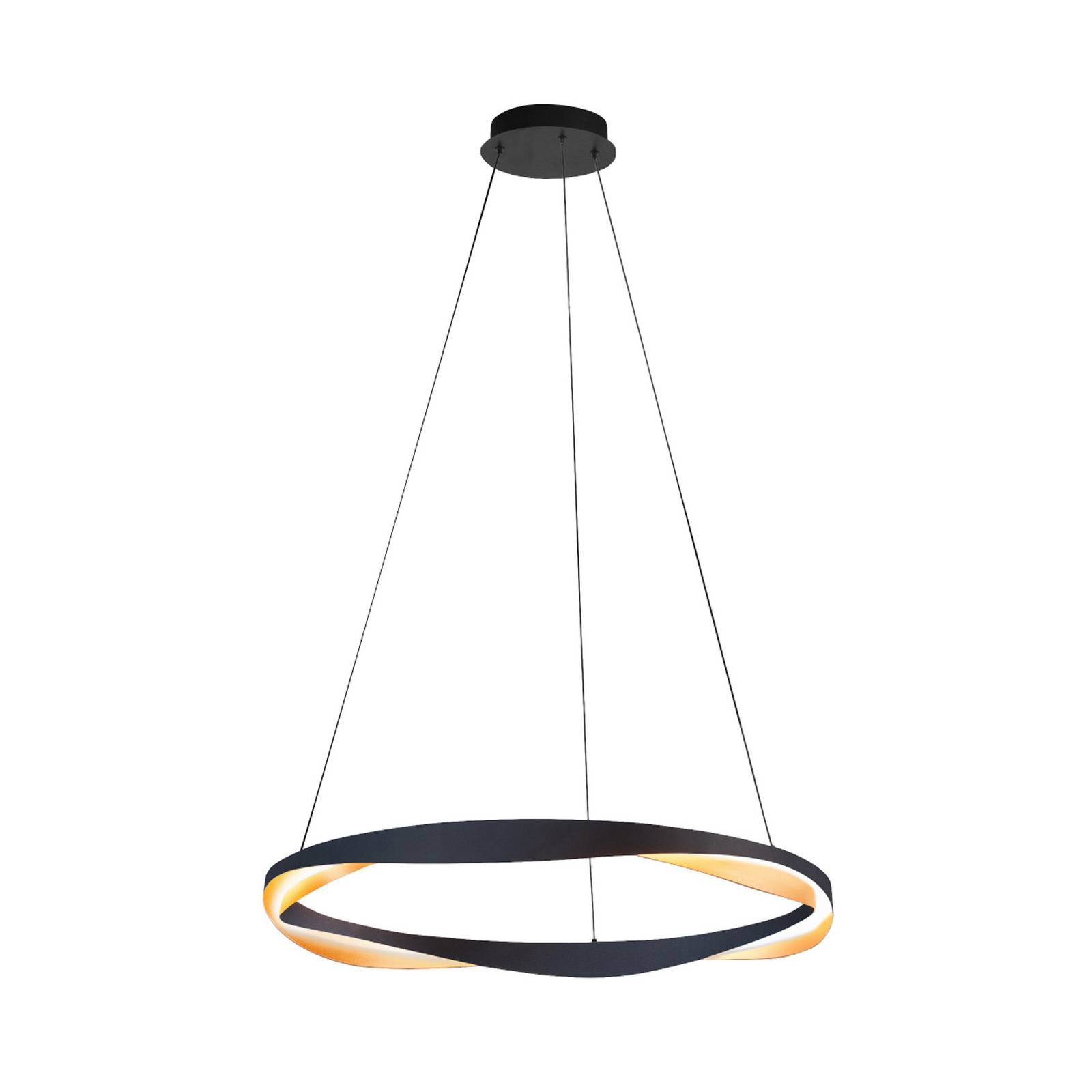 LED-Hängelampe Ascoli, Ø 85 cm, schwarz/gold, Metall, dim günstig online kaufen