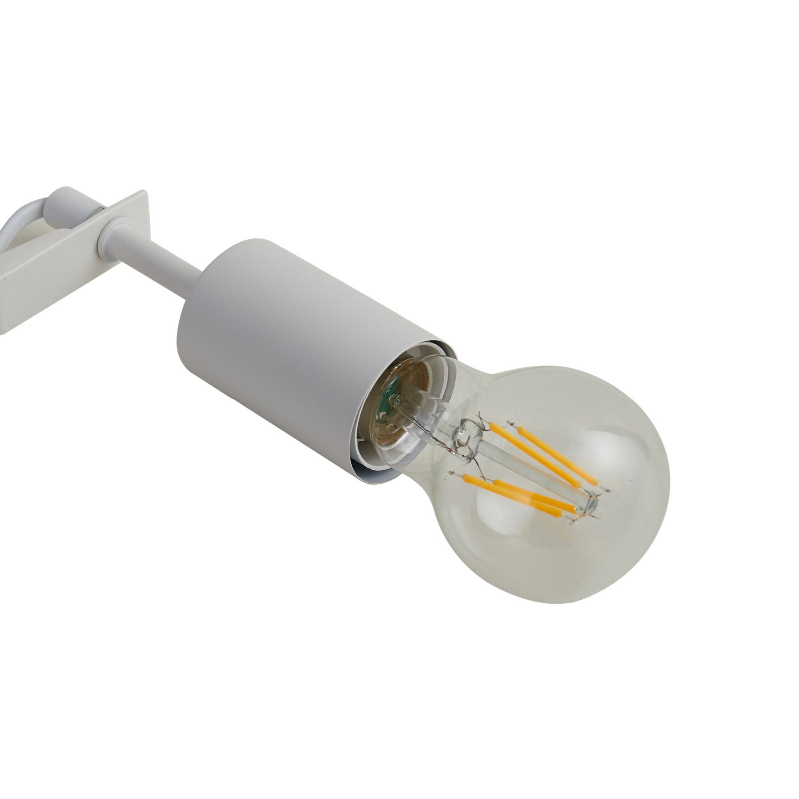 Lindby Hubi bordlampe, hvid, glas, Ø 22 cm, svampeform