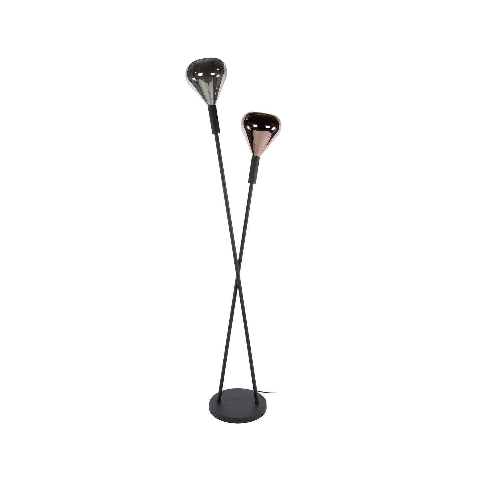 Wings-lattiavalaisin, musta/kupari/kromi, 2-lamppuinen, 175 cm, G9