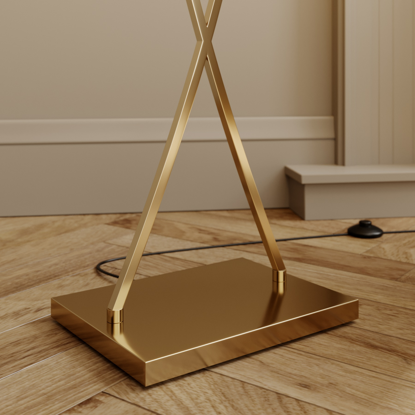 Lucande stāvlampa Evaine, misiņš/melns, 155 cm, E27 Lucande stāvlampa Evaine, misiņš/melns, 155 cm, E27