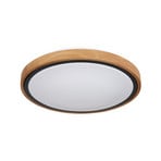 Bruno LED ceiling light with wooden frame CCT Ø 30 cm