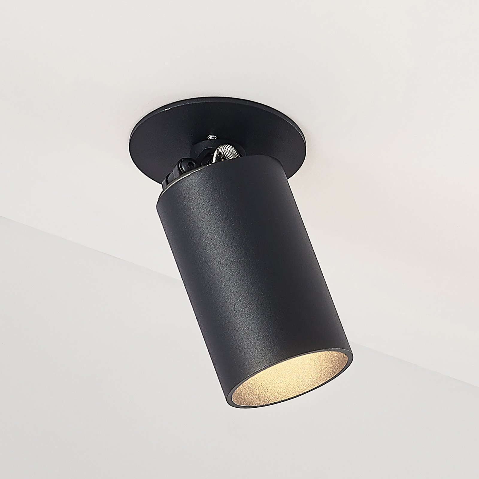 Arcchio прожектор за вграждане Davin, черен, цилиндър, комплект от 2
