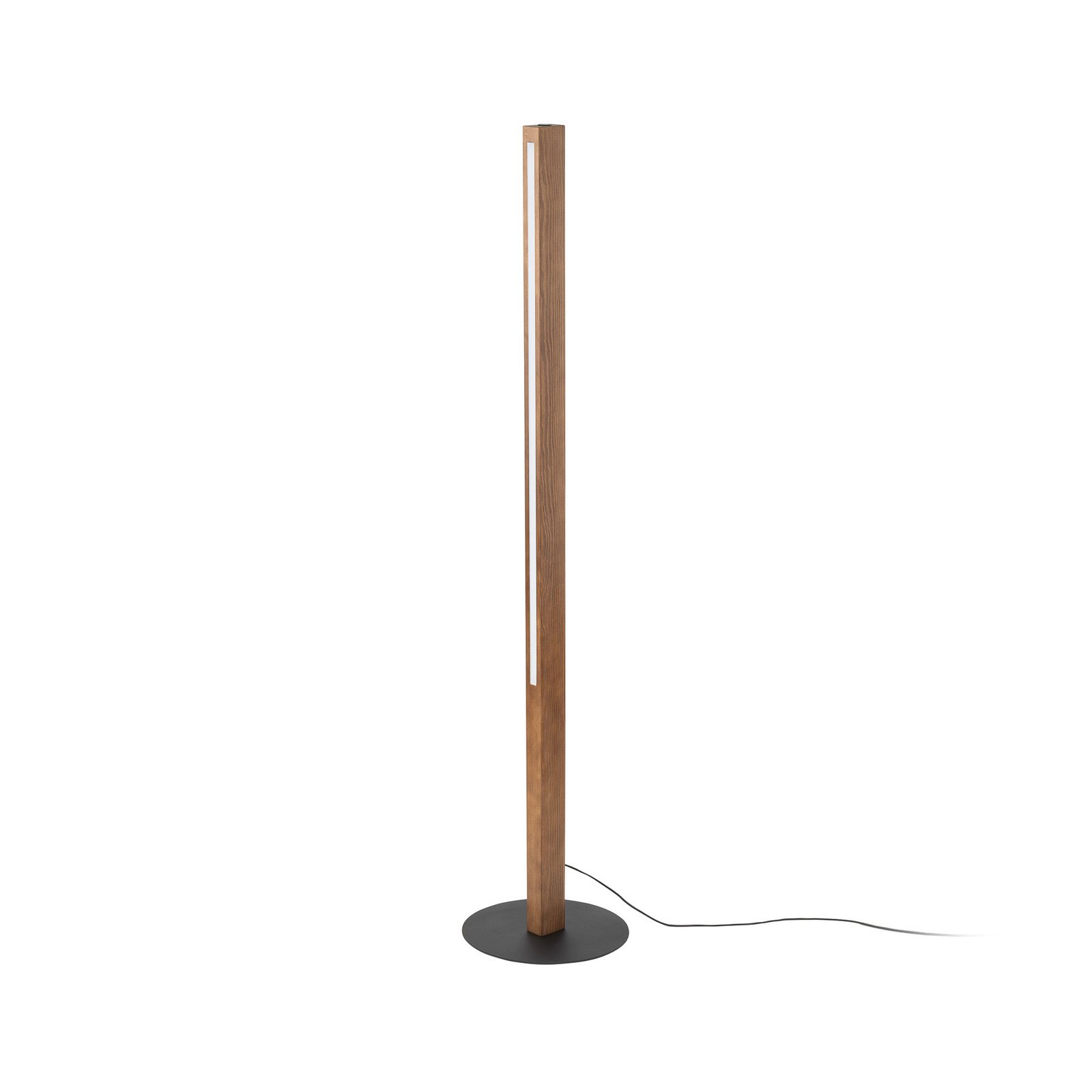 LED wooden floor lamp Teo, walnut, 120 cm, touch dimmer