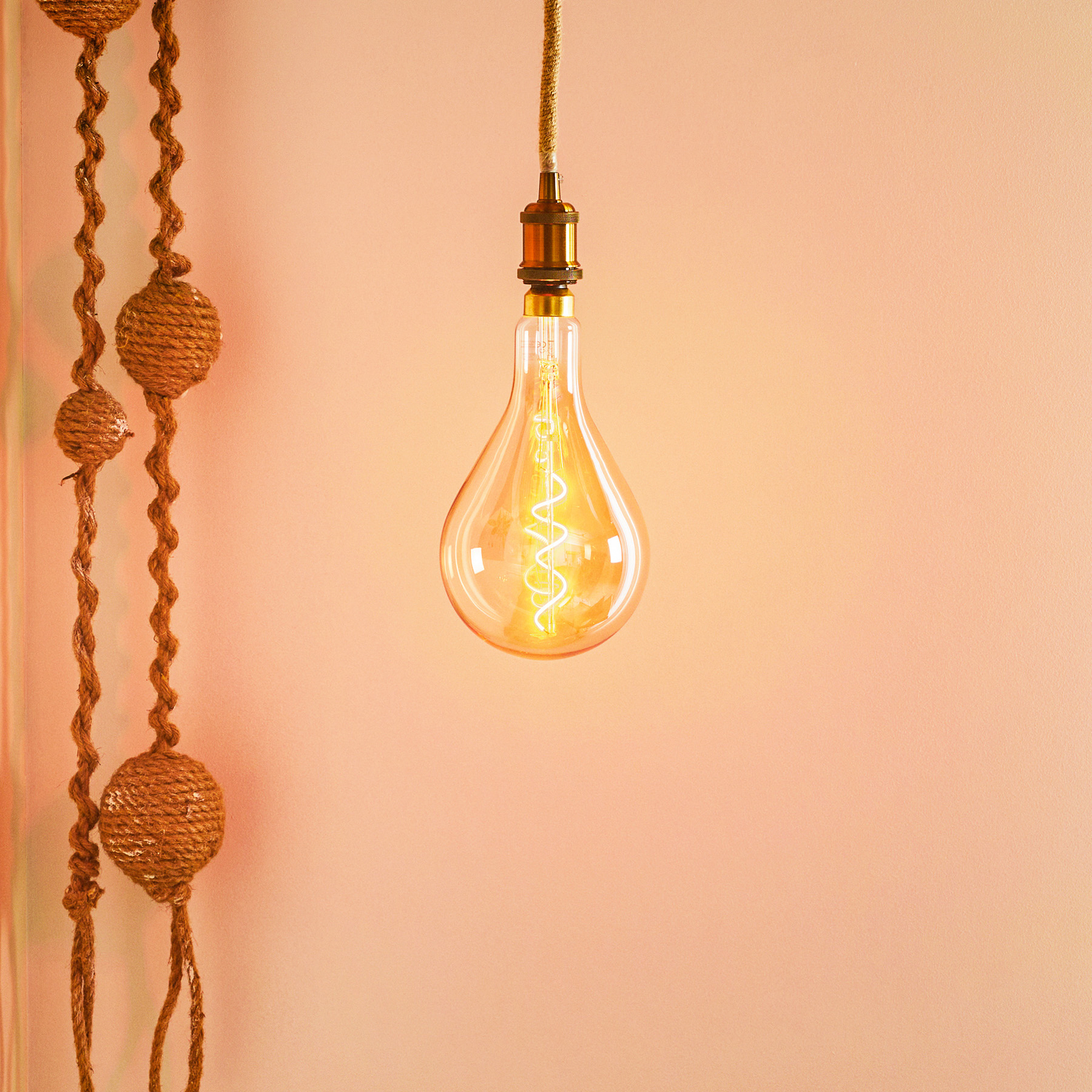 LED hanglamp Ontario, henneptouw, 1-lamp