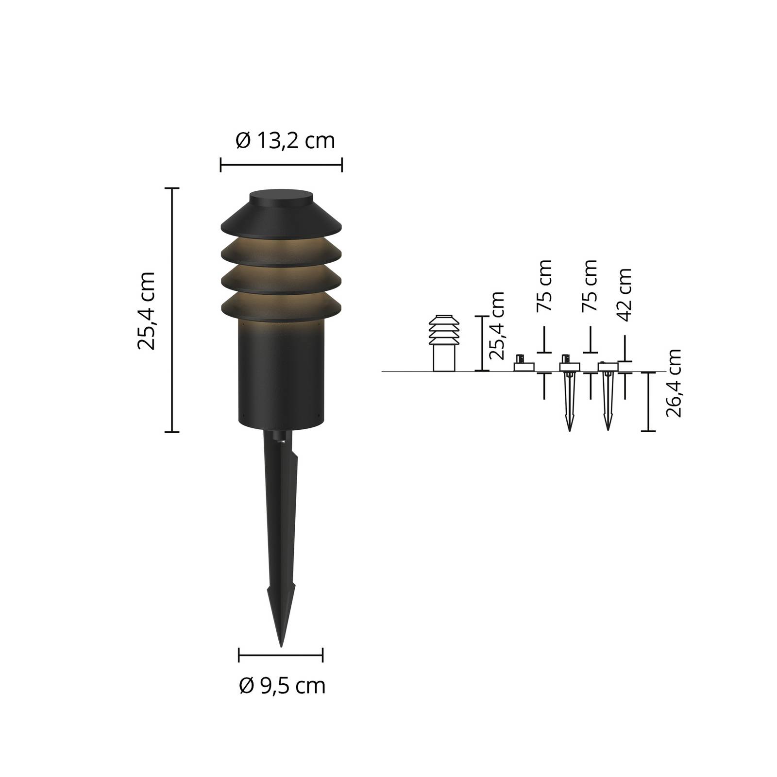 Louis Poulsen Louis Poulsen Bysted 25 cm 3 000 K zemní kolík černý
