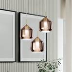 Hanging light X-Ray copper/gold-coloured 3-bulb round glass