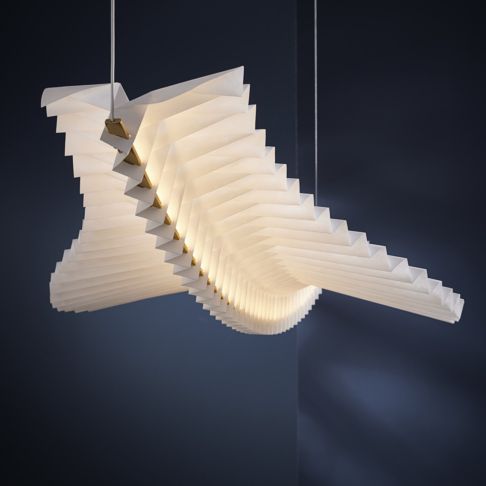 FRANDSEN suspension LED Sora, blanc/laiton, papier