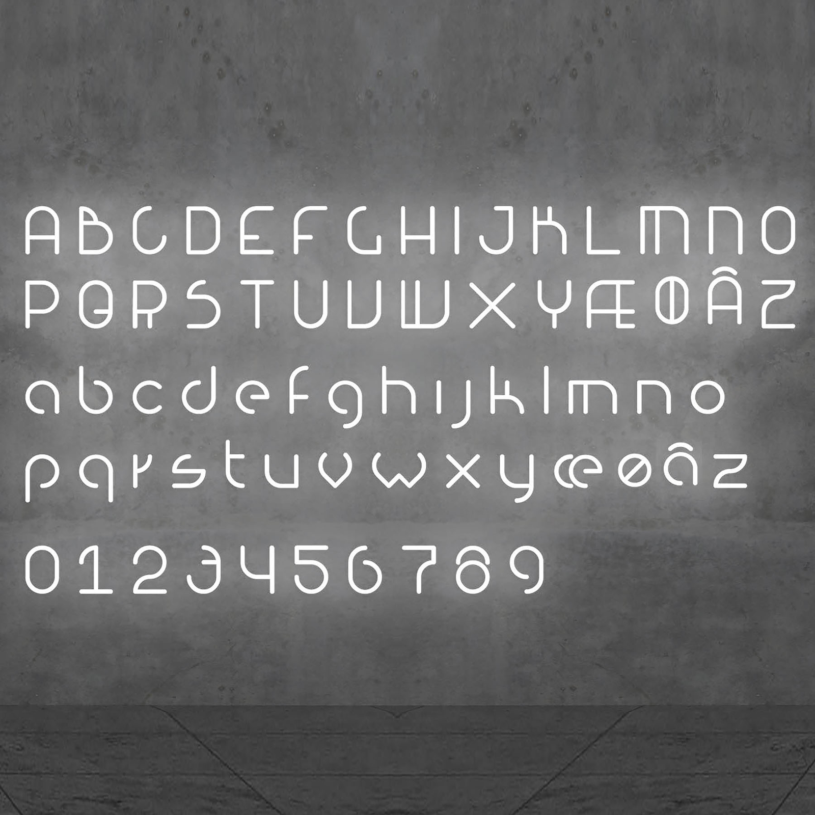 Artemide Alphabet of Light wall lower case n, for Living / Dining Room, methacrylate, aluminium, 19 W, energy efficiency: A++, W: 65 cm, H: 65 cm