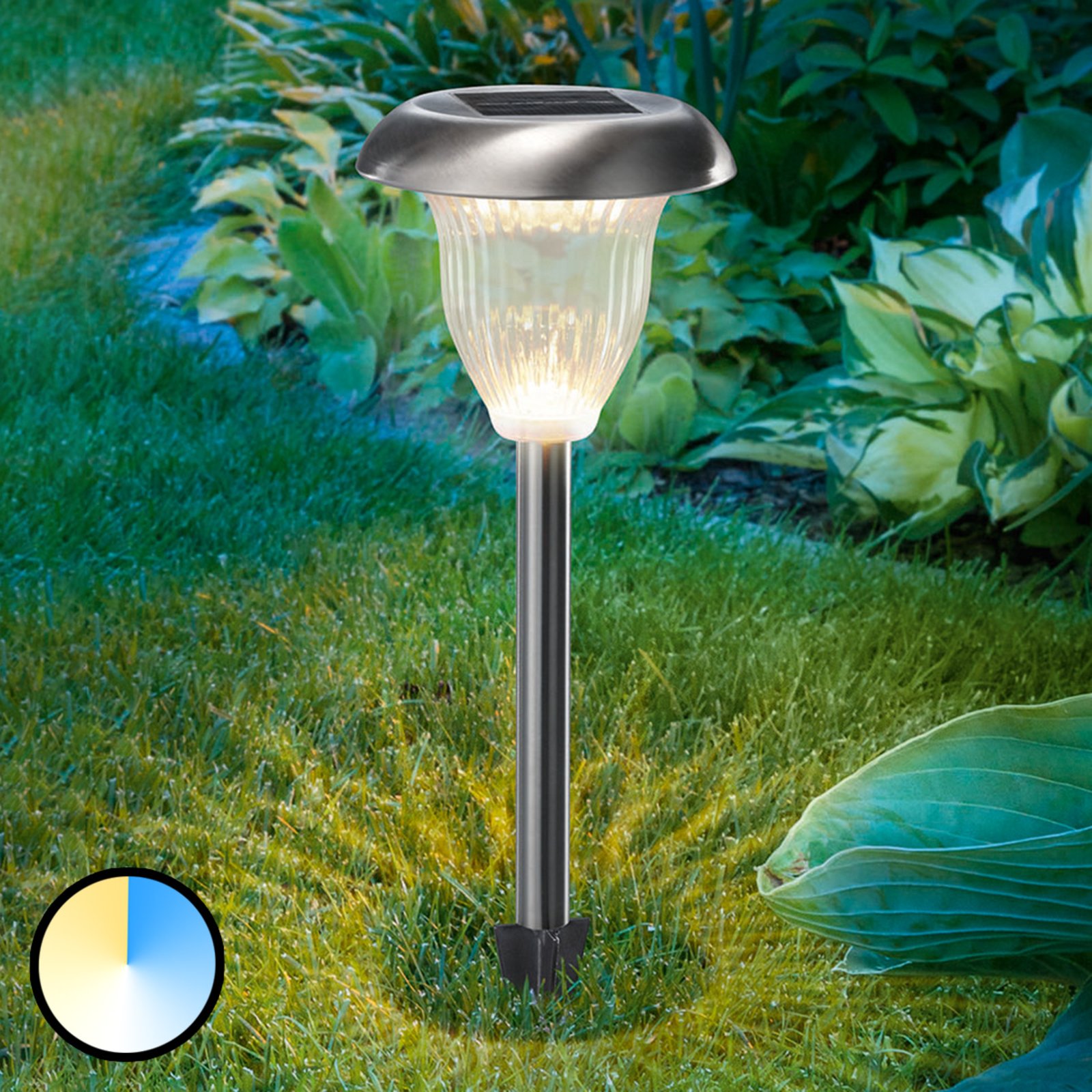 Lámpara LED solar Flower Light, función Duo Color