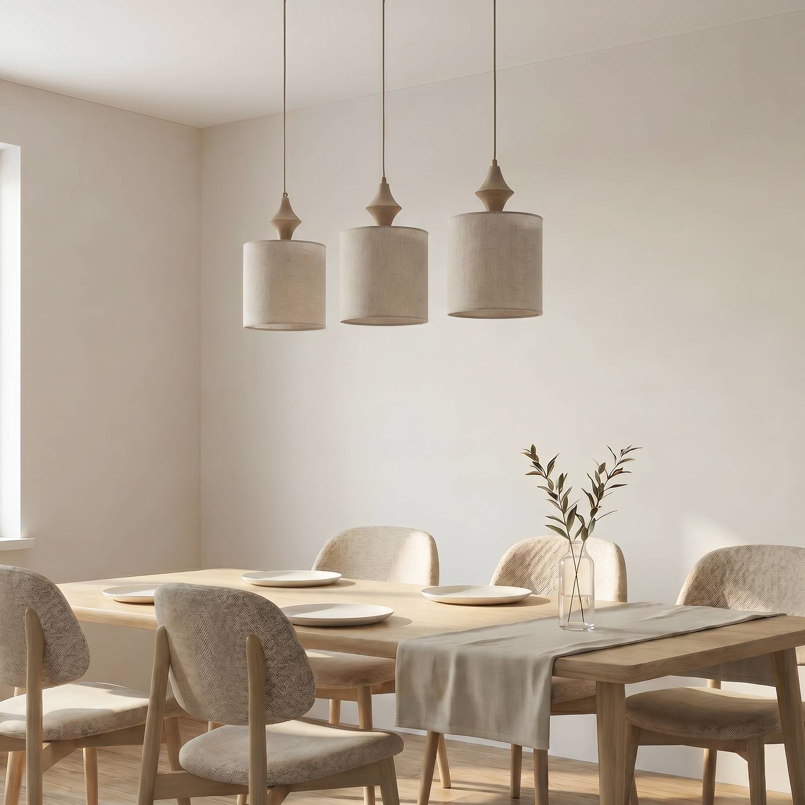  Tk Lighting Tk Lighting Amura Pendant Light, 3-bulb, 105 Cm Long, Beige/sand, E27 