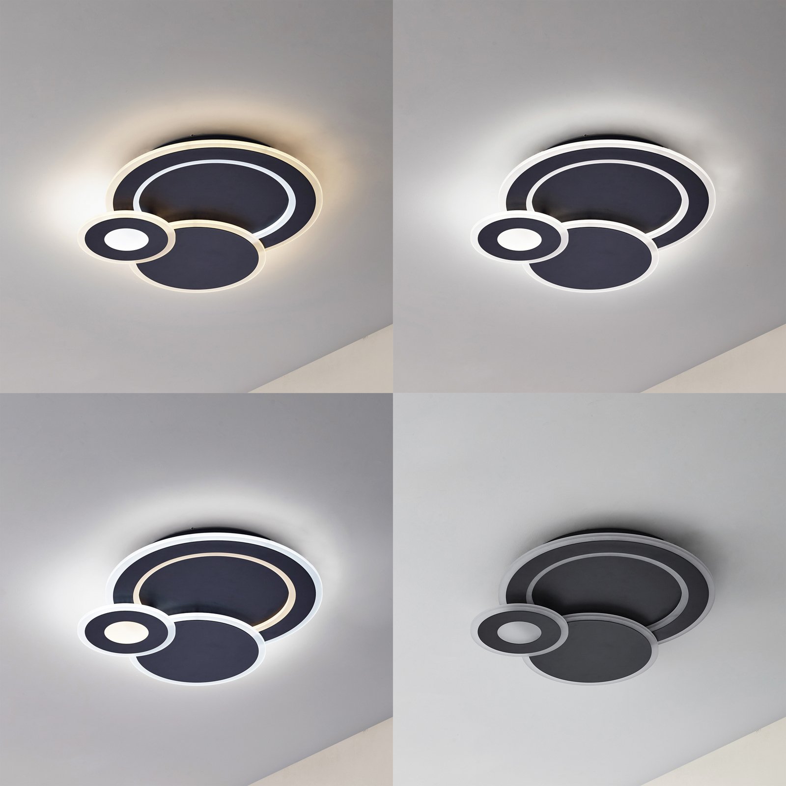 LED stropní svítidlo Briar, kov, černé, dálkové ovládání - Lindby